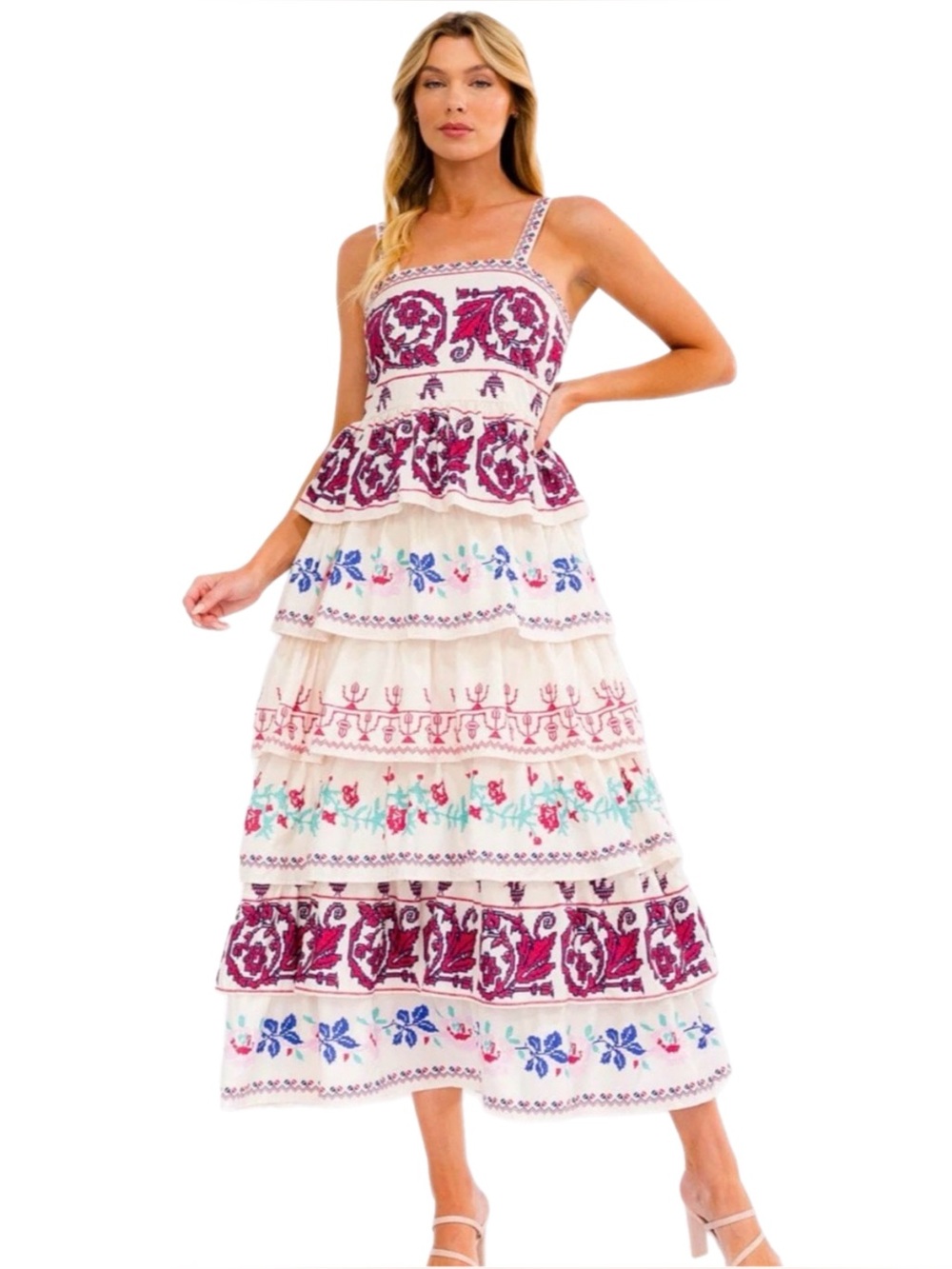 Halfheart Tiered Ruffle Maxi Dress Medium NWOT